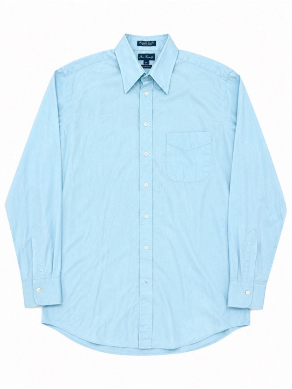 Paul Fredrick Men’s Blue Cotton Pinpoint Dress Shirt 16-34 Long Sleeve